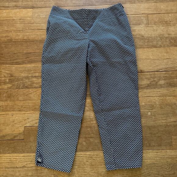 Talbots navy white flat front cropped pants size 2P
 b34 - Picture 1 of 4